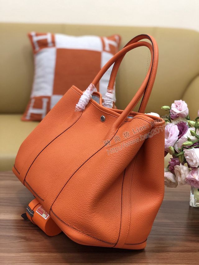 HERMES女包 花園包36cm Garden party  愛馬仕togo皮手提包 橙色  Ama1639